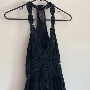 Bohemian black halter dress